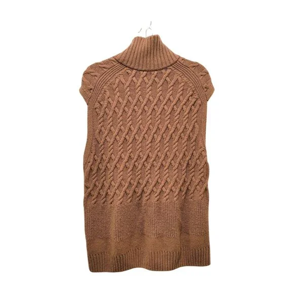 COS Cable-Knit Zip-Up Vest Regular XL Brown Washable Wool - Picture 3 of 9